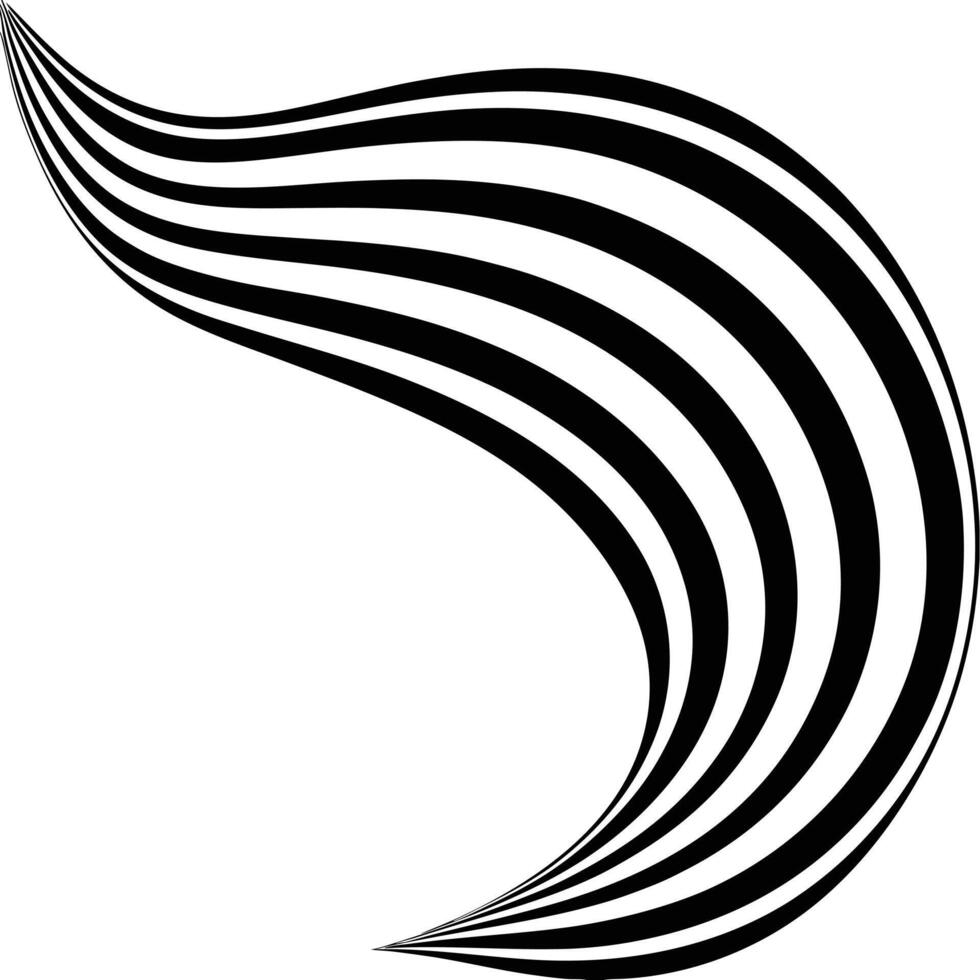 Abstract Curved Black and White Striped Design vector
