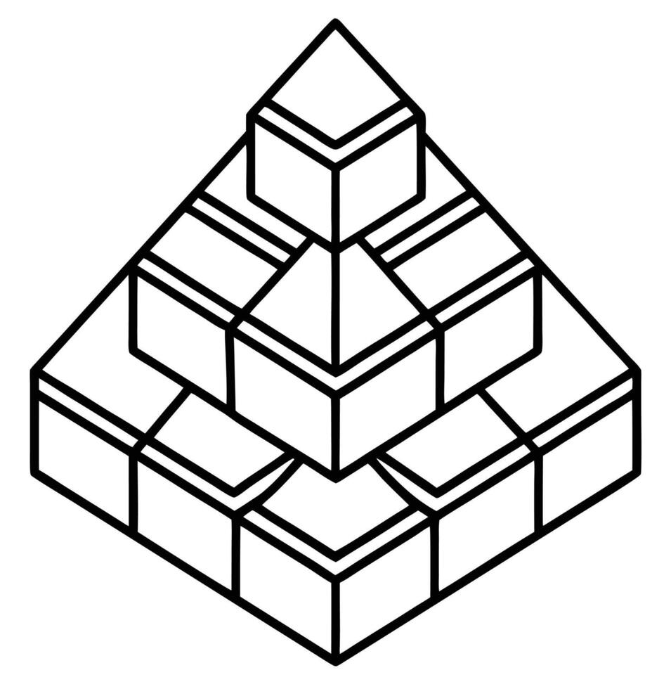 Geometric Pyramid Structure Black And White vector
