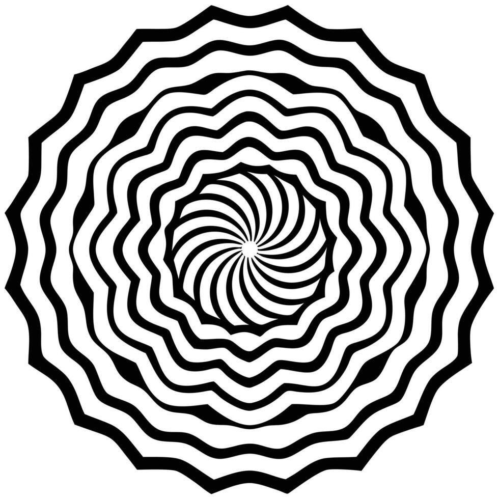 A black and white image of a spiral design vector