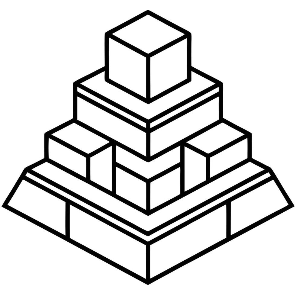 A pyramid with four blocks on top vector