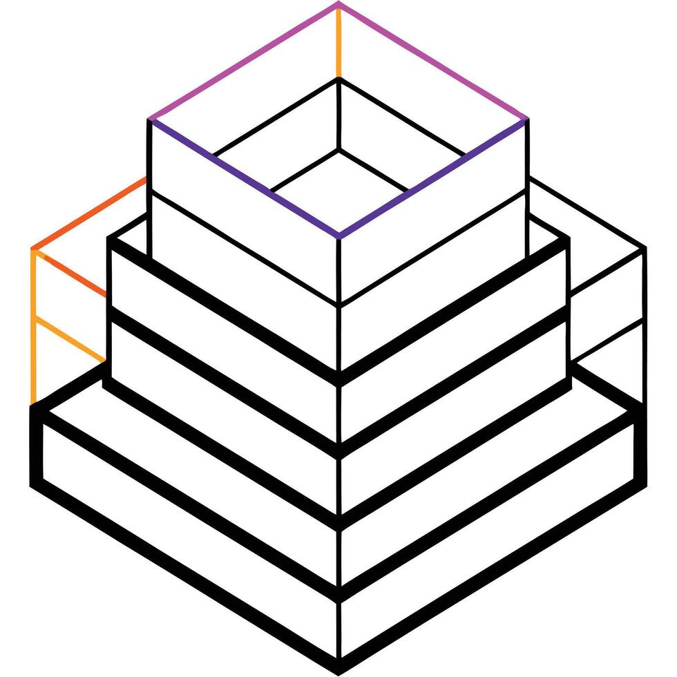 A stack of three different colored cubes vector