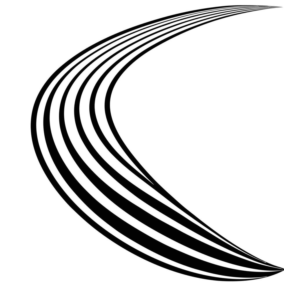 A black and white line drawing of a curved line vector