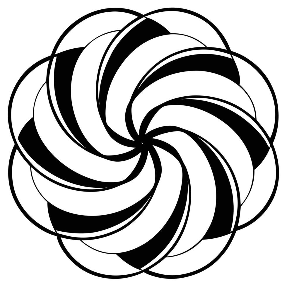 A black and white spiral design with a white background vector