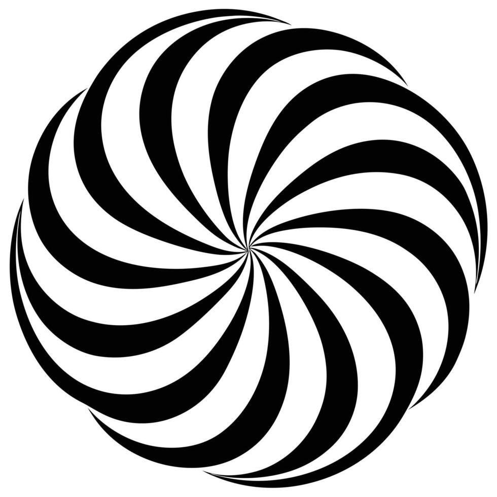 A black and white spiral design in the center of a circle vector
