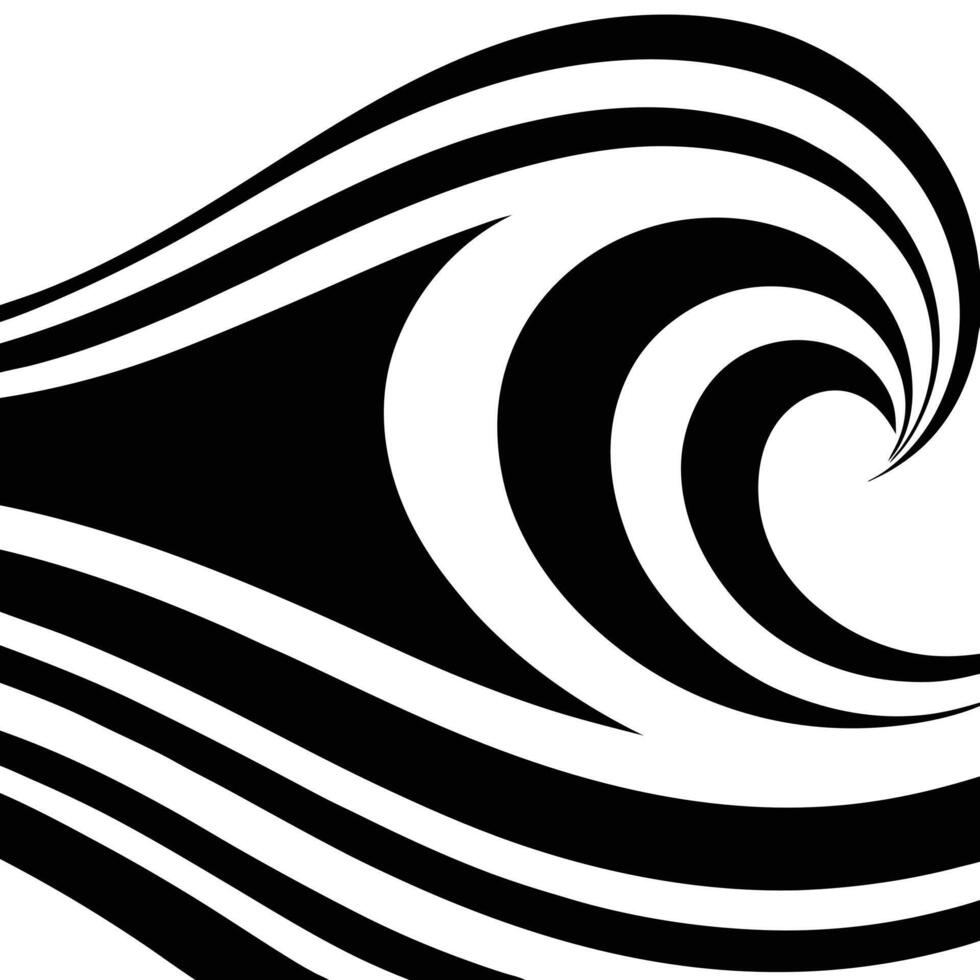 A black and white wave with a swirl vector
