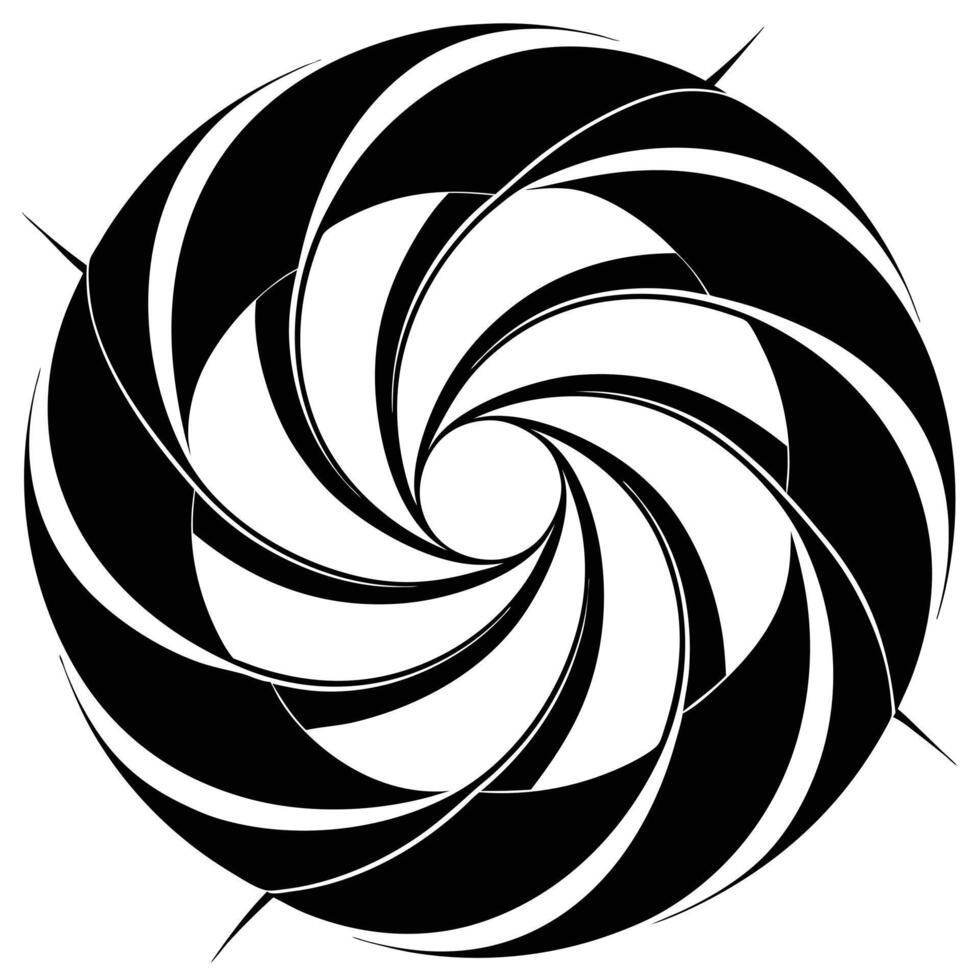 A black and white spiral design with a white background vector