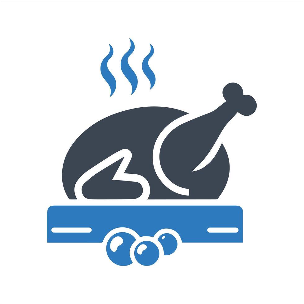 Oven cooked chicken icon vector