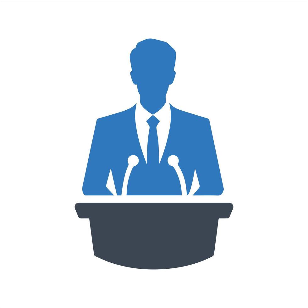 Tribune presentation. Speaker, Presentation icon vector