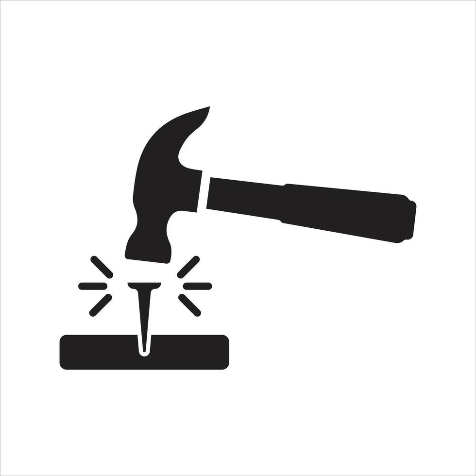 Repair icon. Hammer and nail icon vector