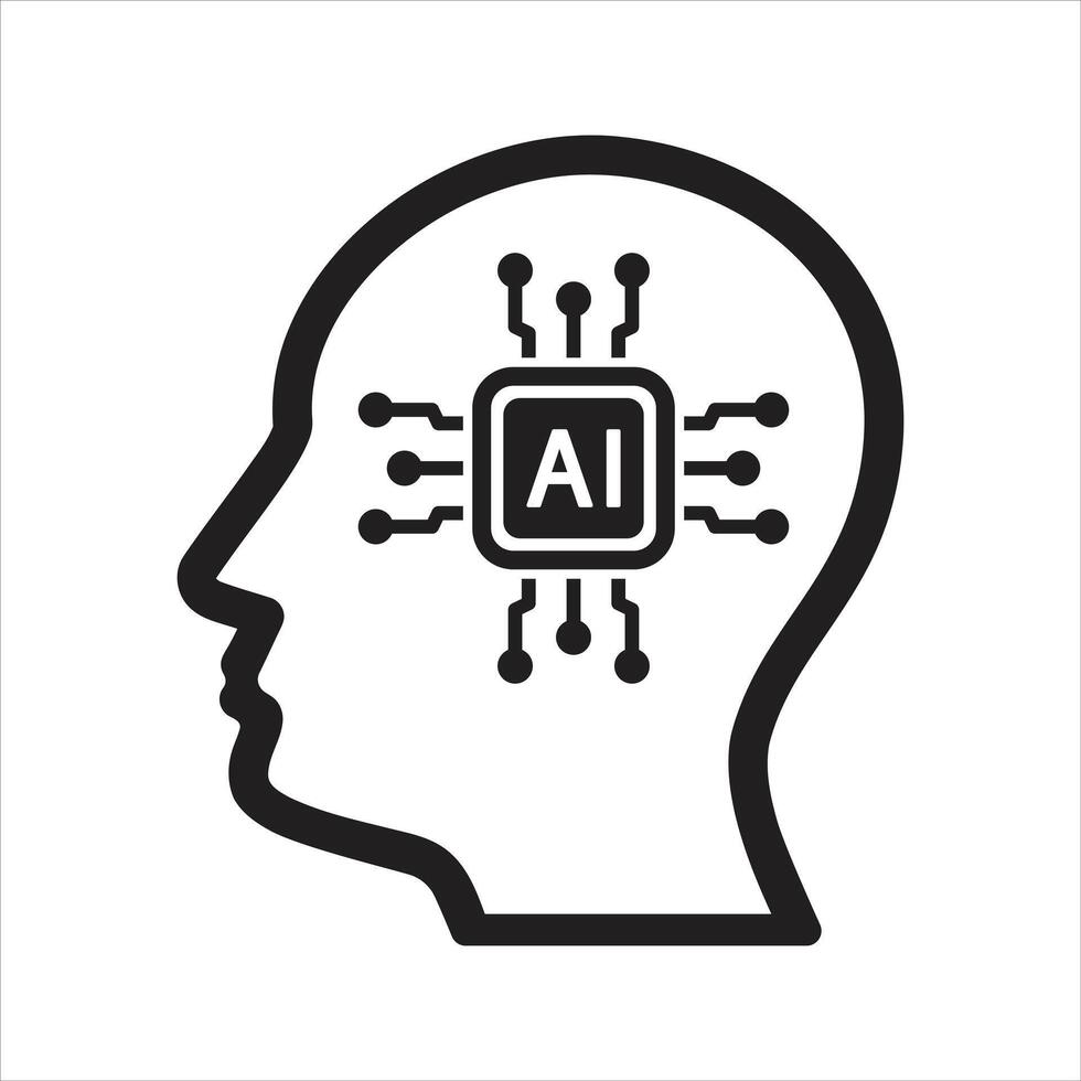 Artificial intelligence icon. Semiconductor. CPU. Processor. AI chip in hand icon vector