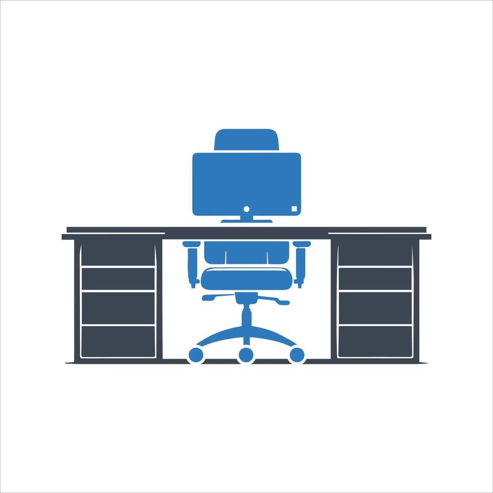 Office desk icon vector