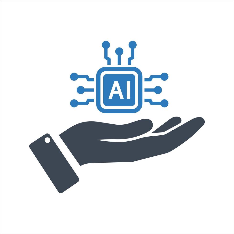 Artificial intelligence icon. chip in hand icon vector