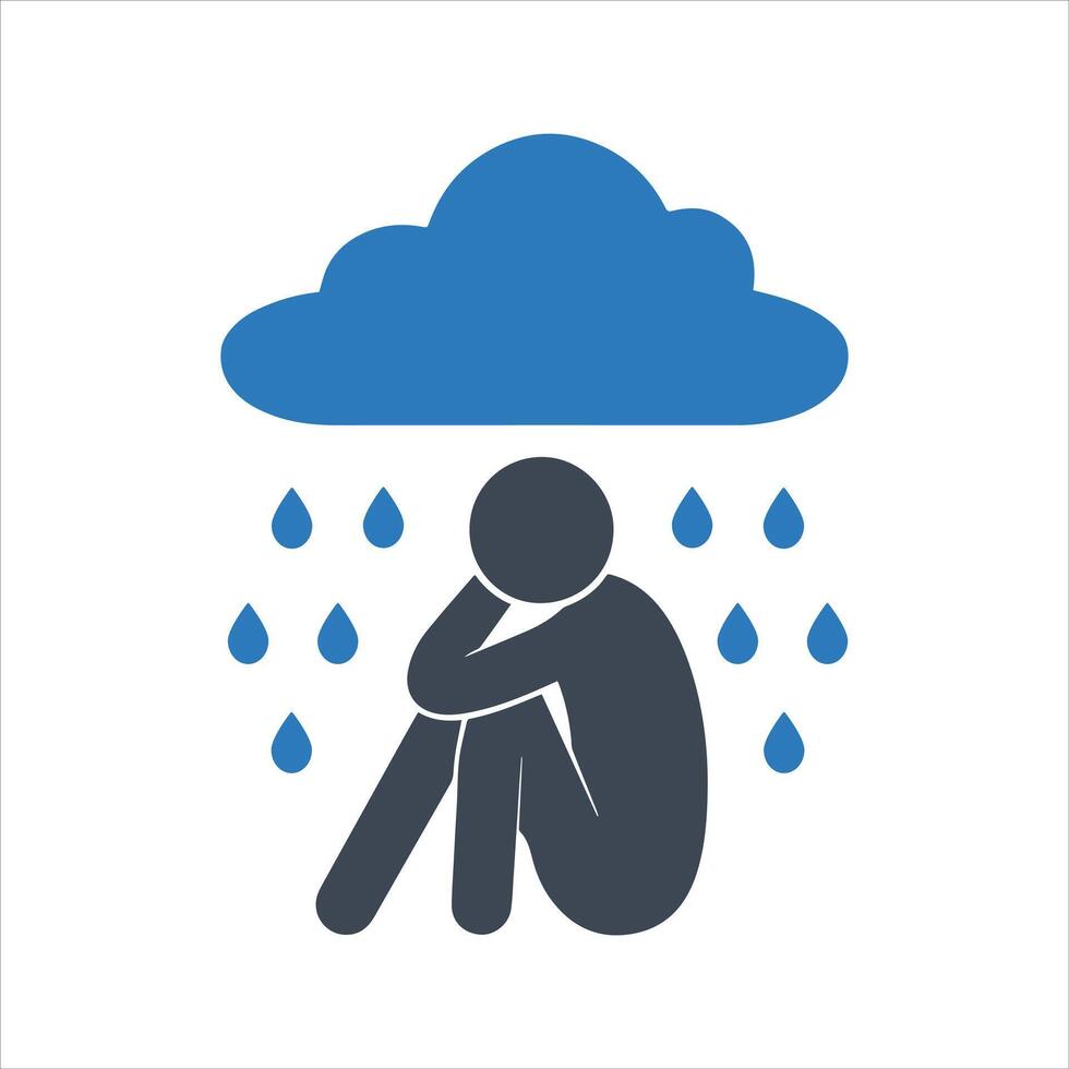 Depression, sadness icon vector