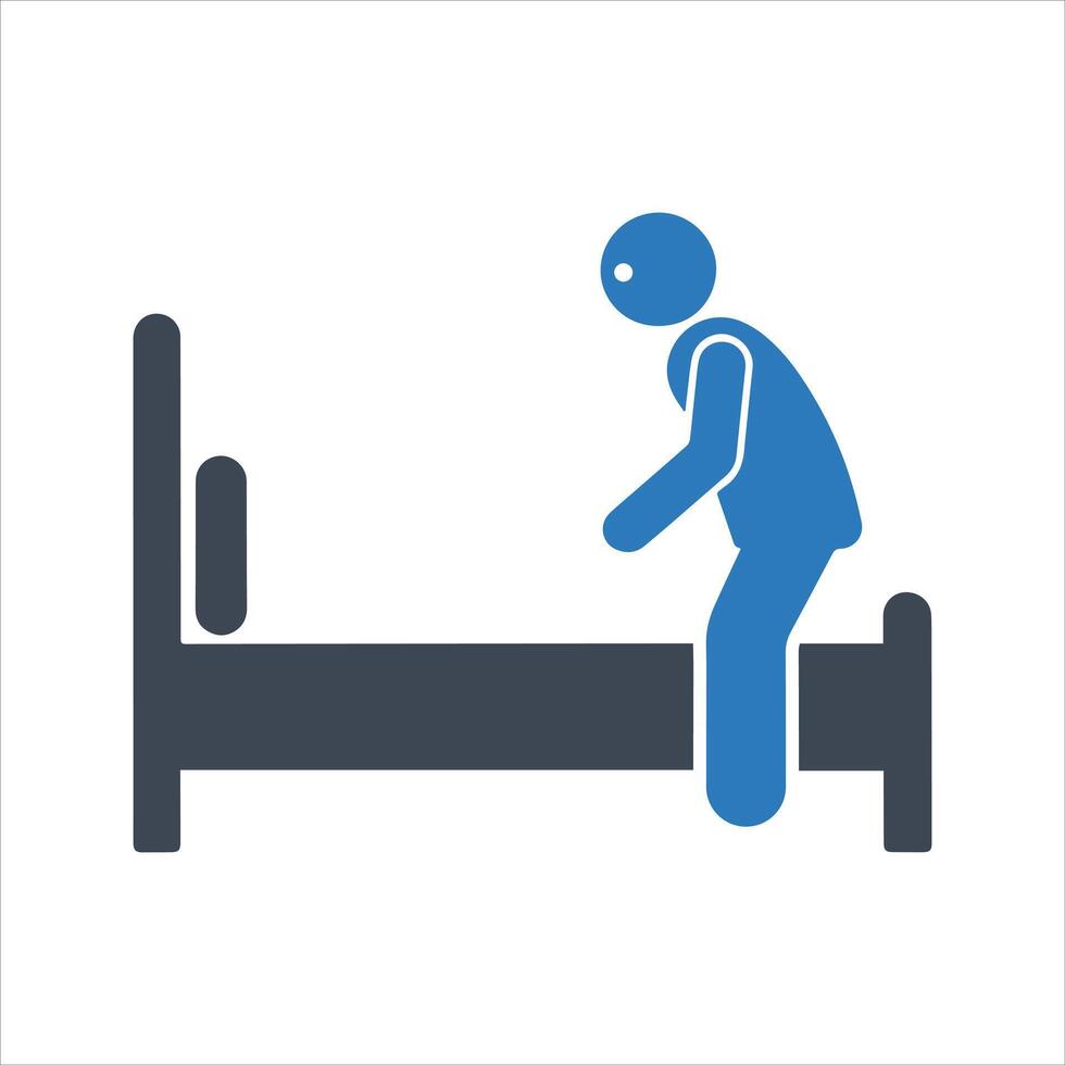 Tired man going to bed icon vector