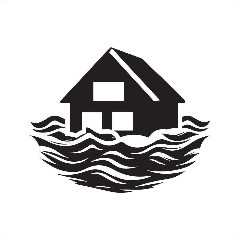 Flood icon. House flood icon vector