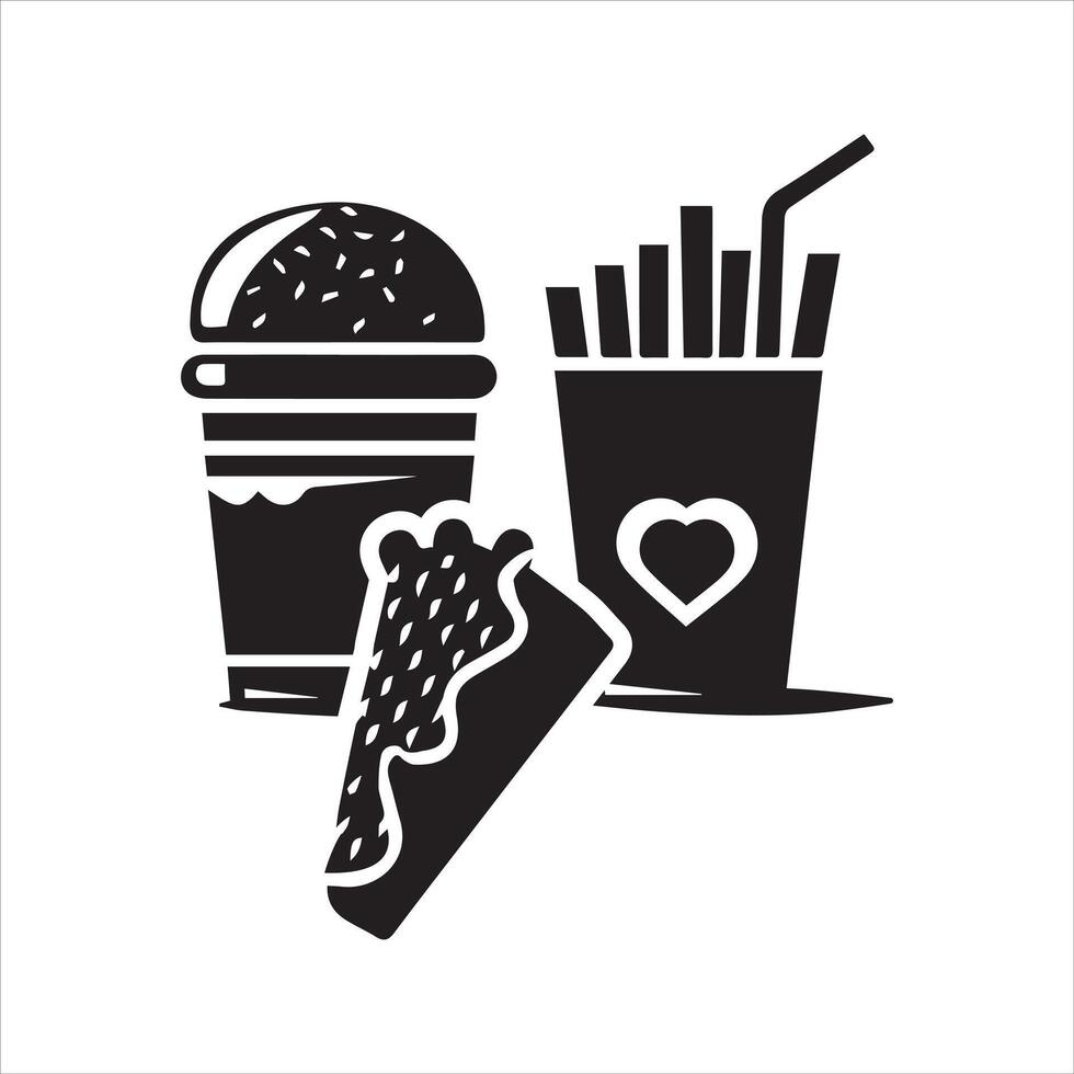 Fast food icon. Burger and soft drink. Restaurant logo vector