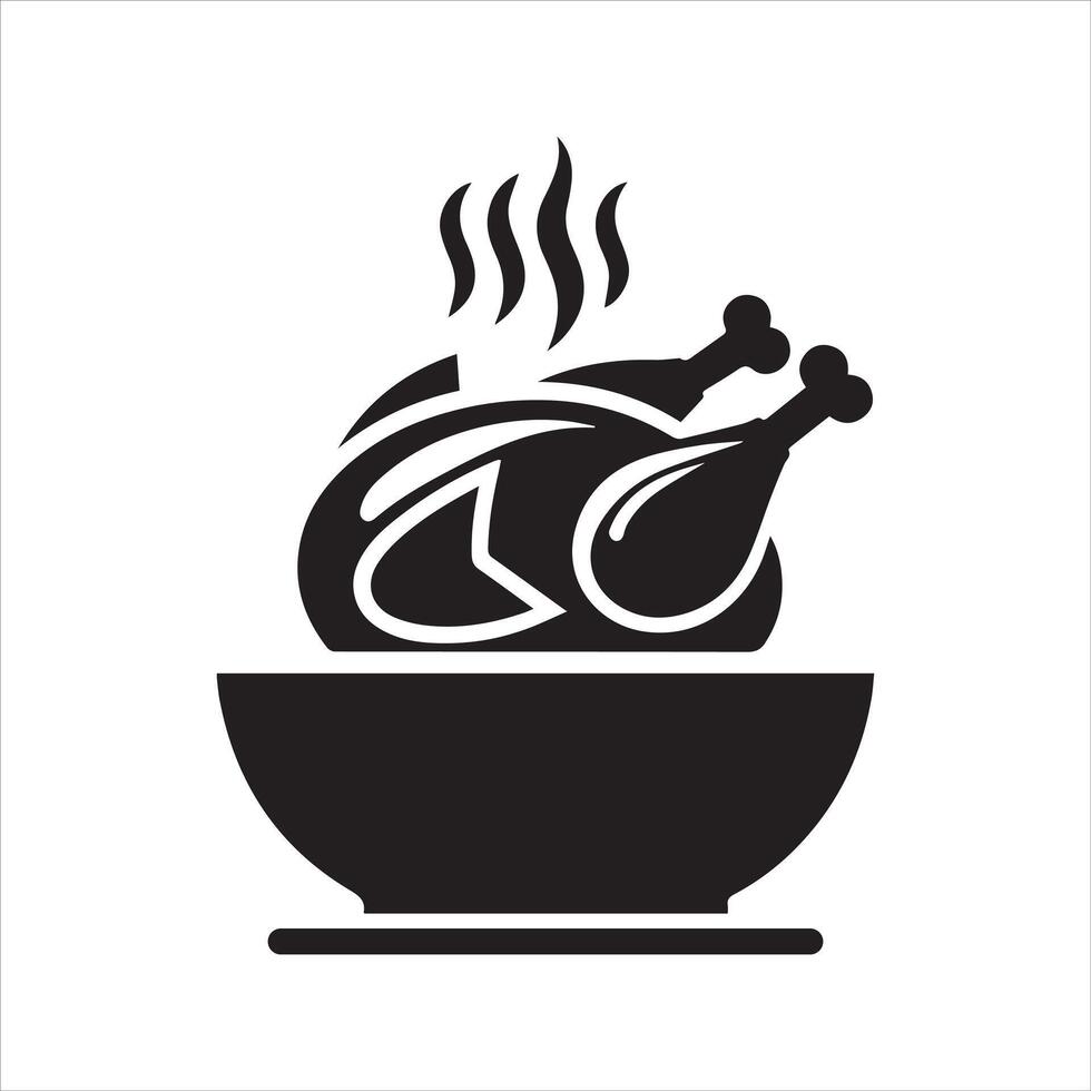 Oven cooked chicken. Chicken icon. Food. Roast chicken logo vector
