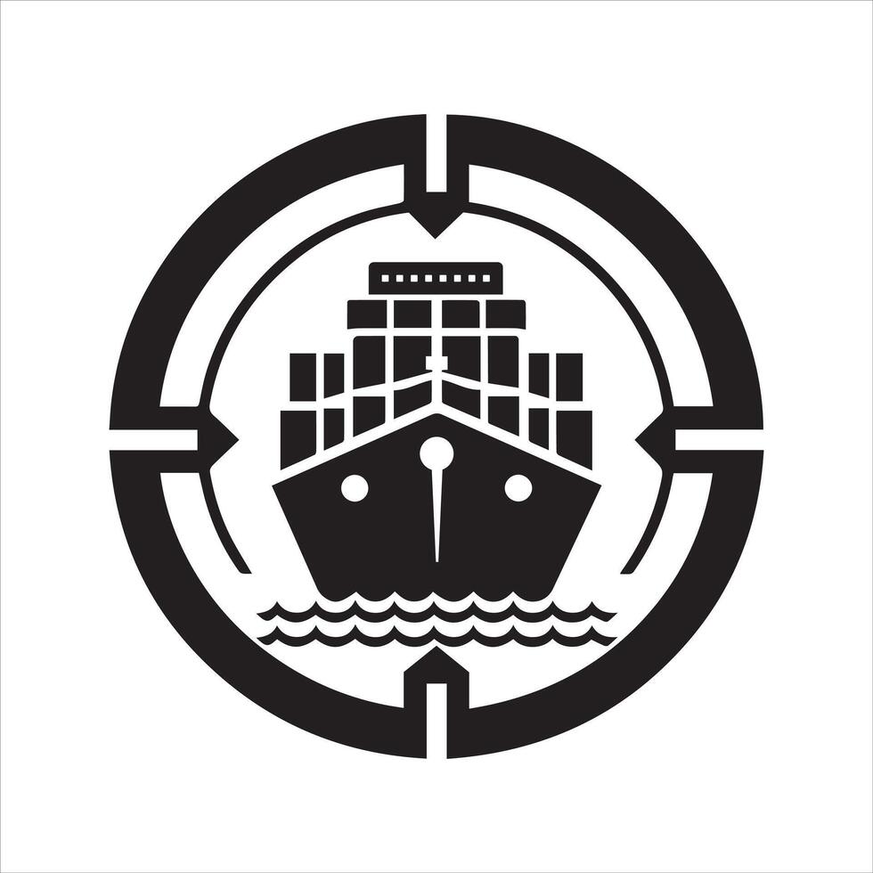 Cargo ship icon. Attack. Target logo vector