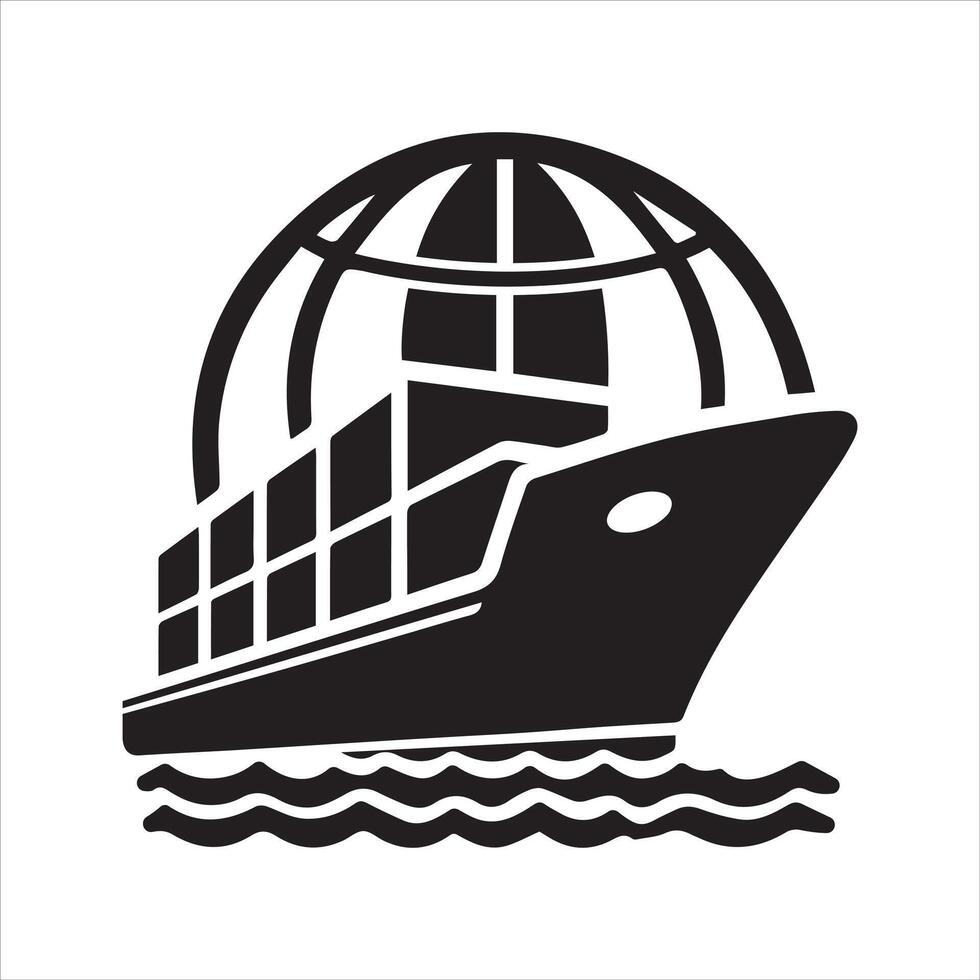 Cargo ship icon. Shipping costs. Global trade logo vector