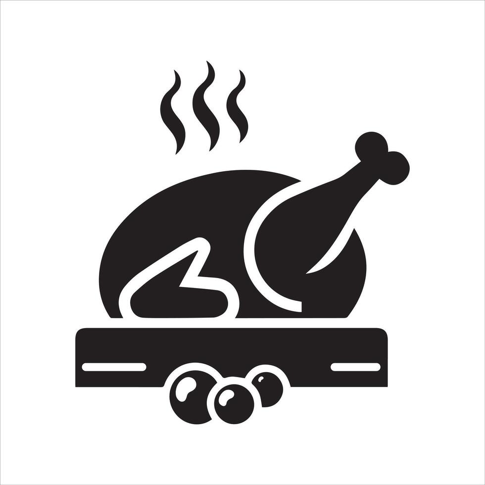Oven cooked chicken. Chicken icon. Food. Roast chicken logo vector