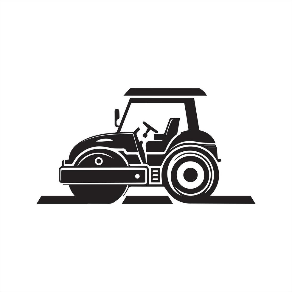 32. Roller logo. Road roller icon. Road works in progress vector