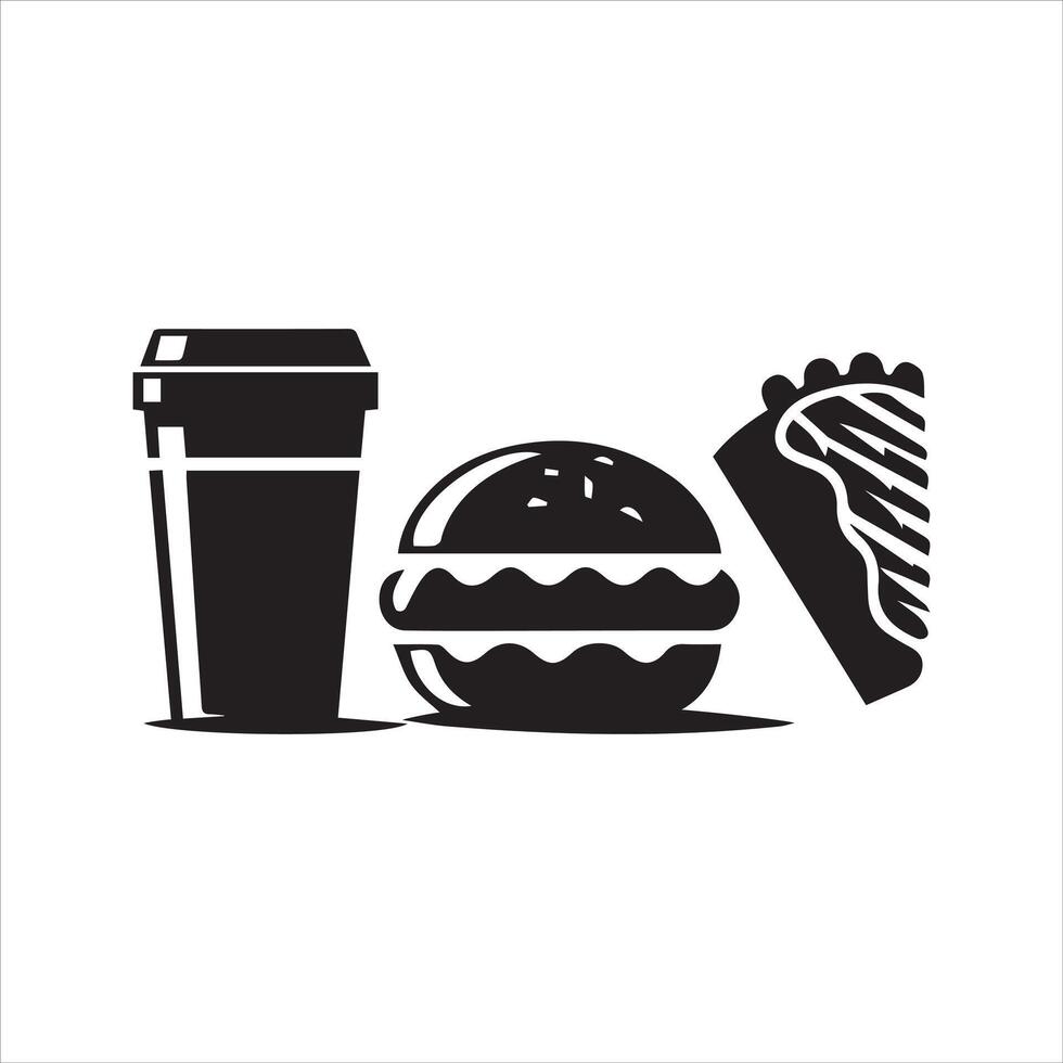 Fast food icon. Burger and soft drink. Restaurant logo vector