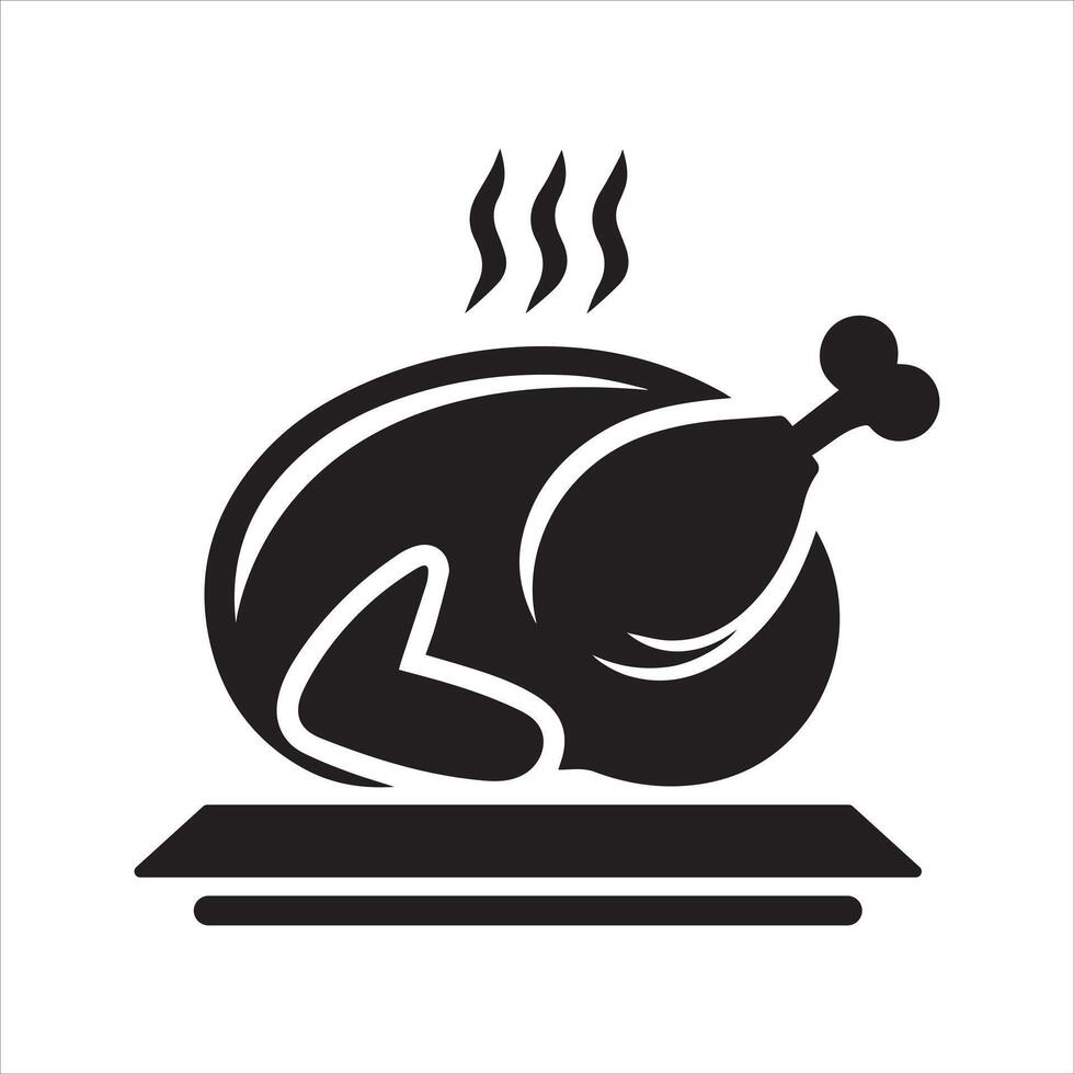 Oven cooked chicken. Chicken icon. Food. Roast chicken logo vector