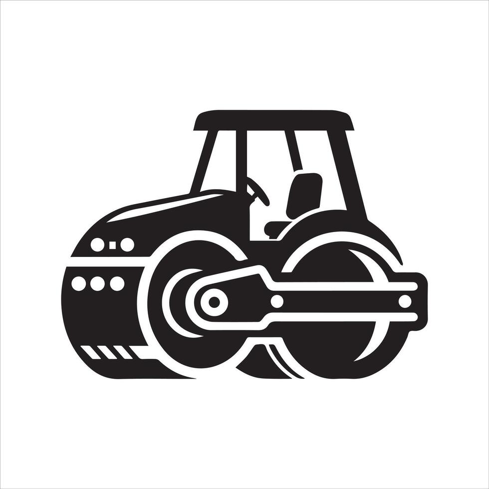 Roller logo. Road roller icon. Road works in progress vector