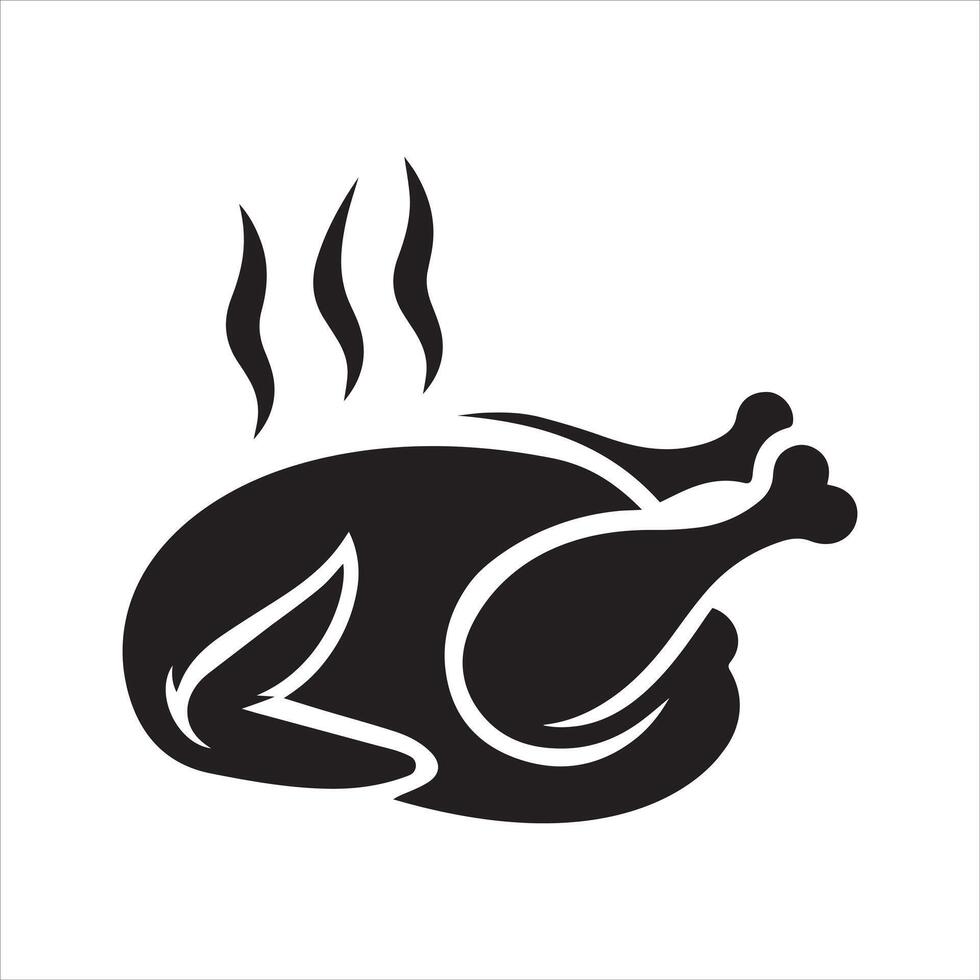 Oven cooked chicken. Chicken icon. Food. Roast chicken logo vector