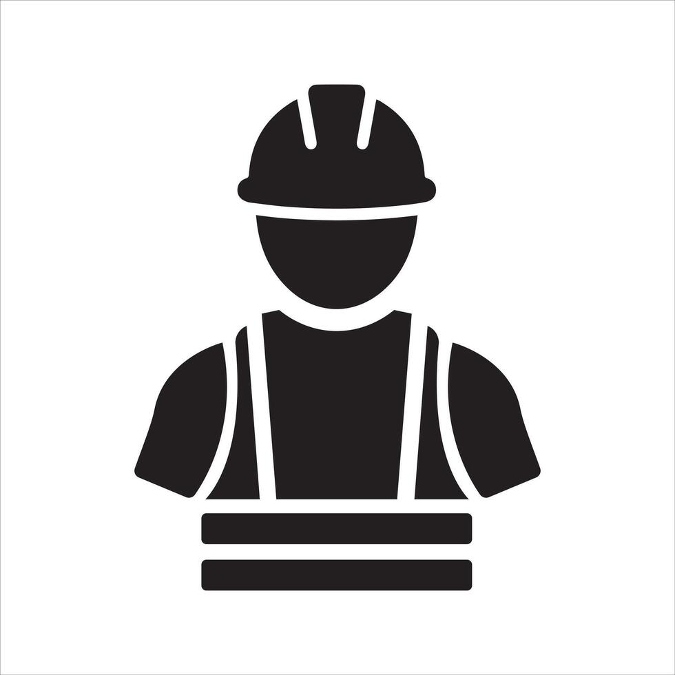 Construction worker icon. Safety helmet and jacket icon vector