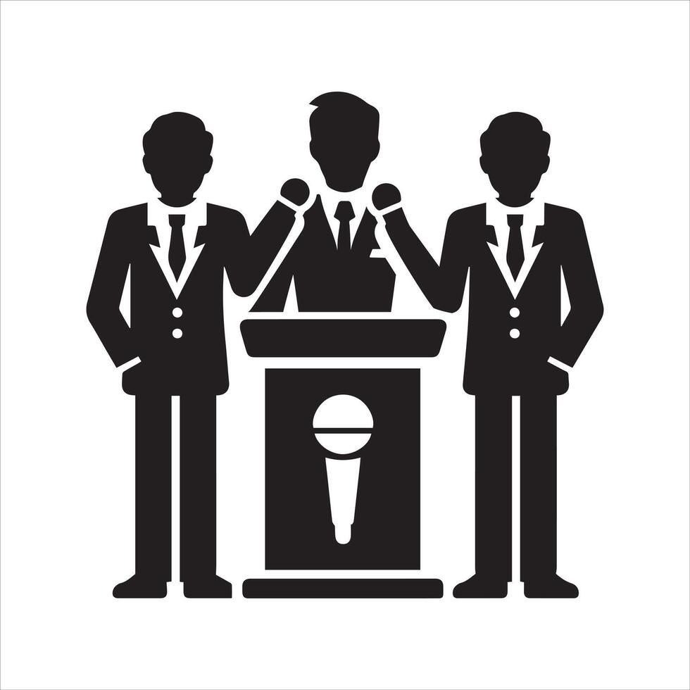Lecturer or public speaker icon. Tribune presentation. Speaker, Presentation icon vector