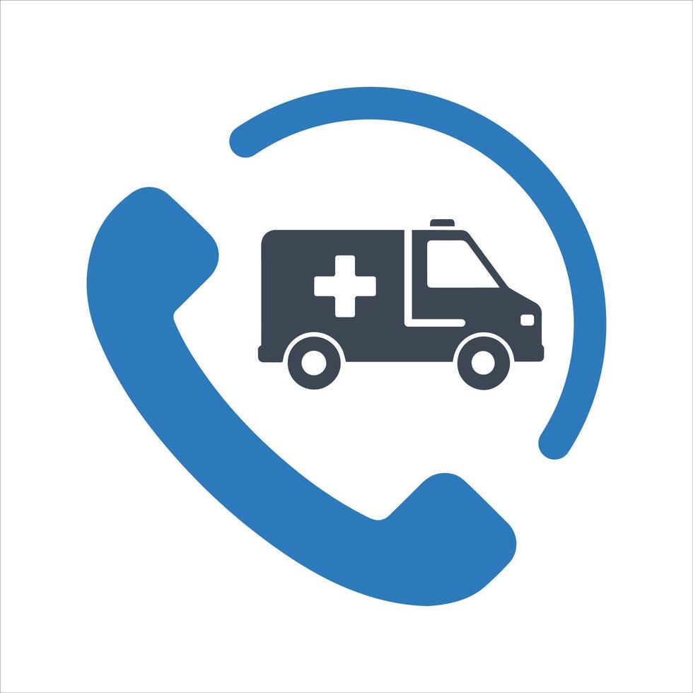 Ambulance car icon. Emergency call icon vector
