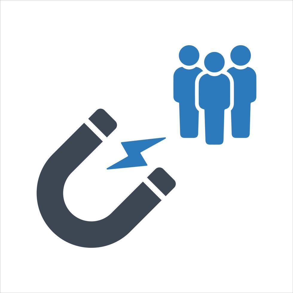 Customer magnet icon. Inbound marketing icon vector