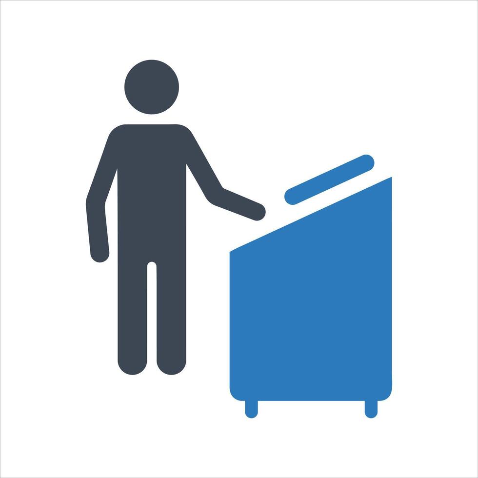 Wheelie bin icon. A man throwing trash icon vector