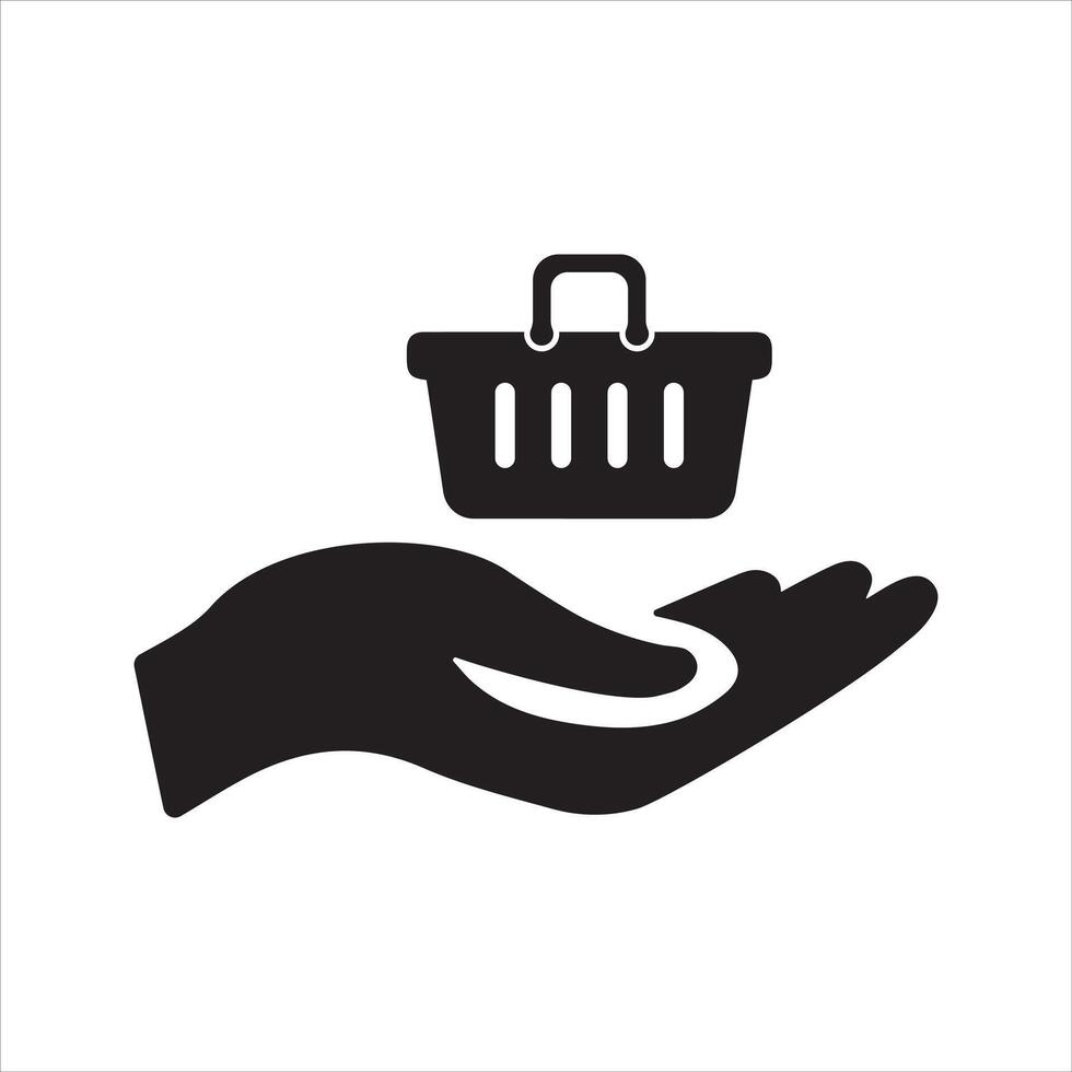 Shopping basket in hand. Food inflation icon vector