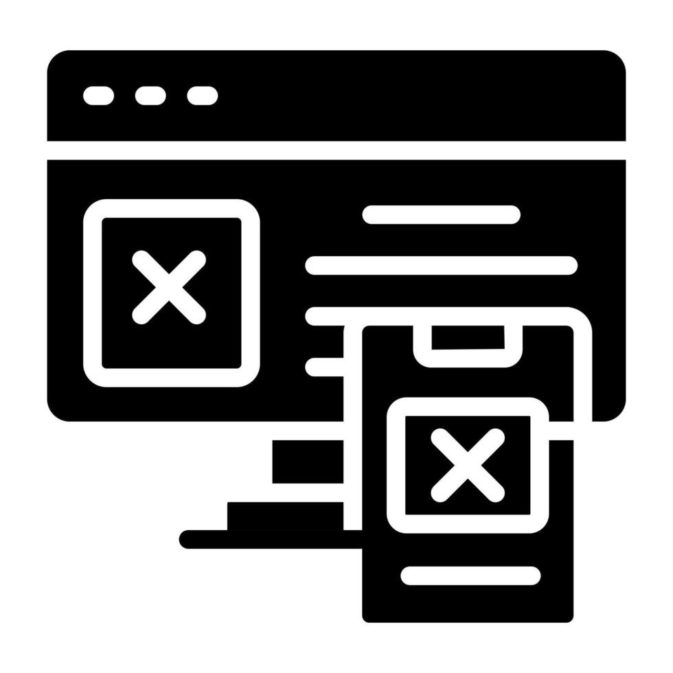 A solid design icon of responsive design vector