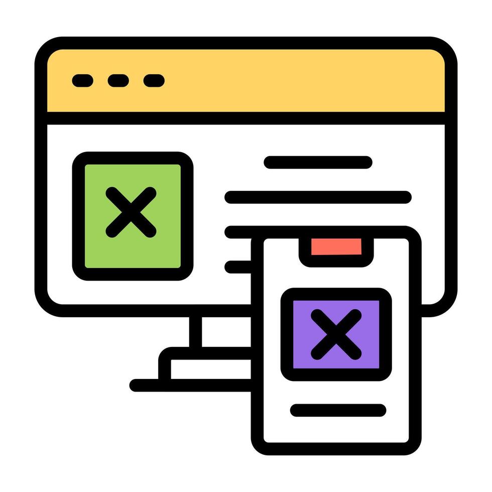 A flat design icon of responsive design vector
