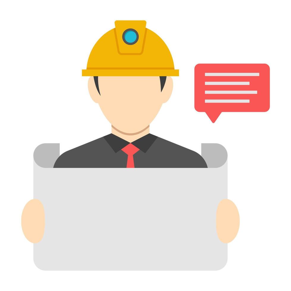 Avatar wearing hard hat, icon of engineer vector