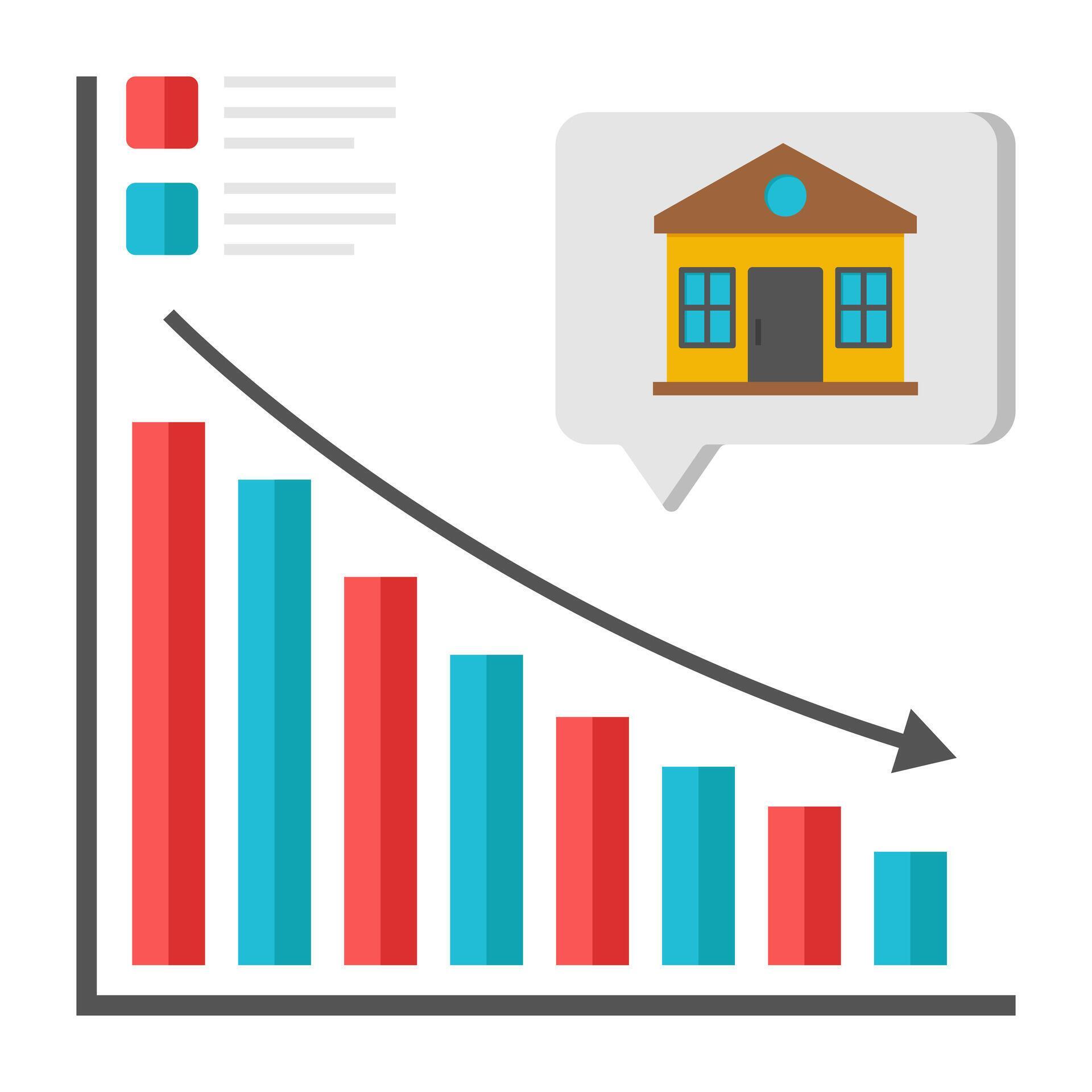 An icon design of estate value decrease 52294677 Vector Art at Vecteezy