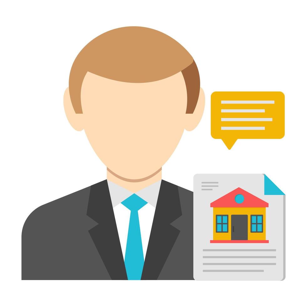 A flat design icon estate agent vector