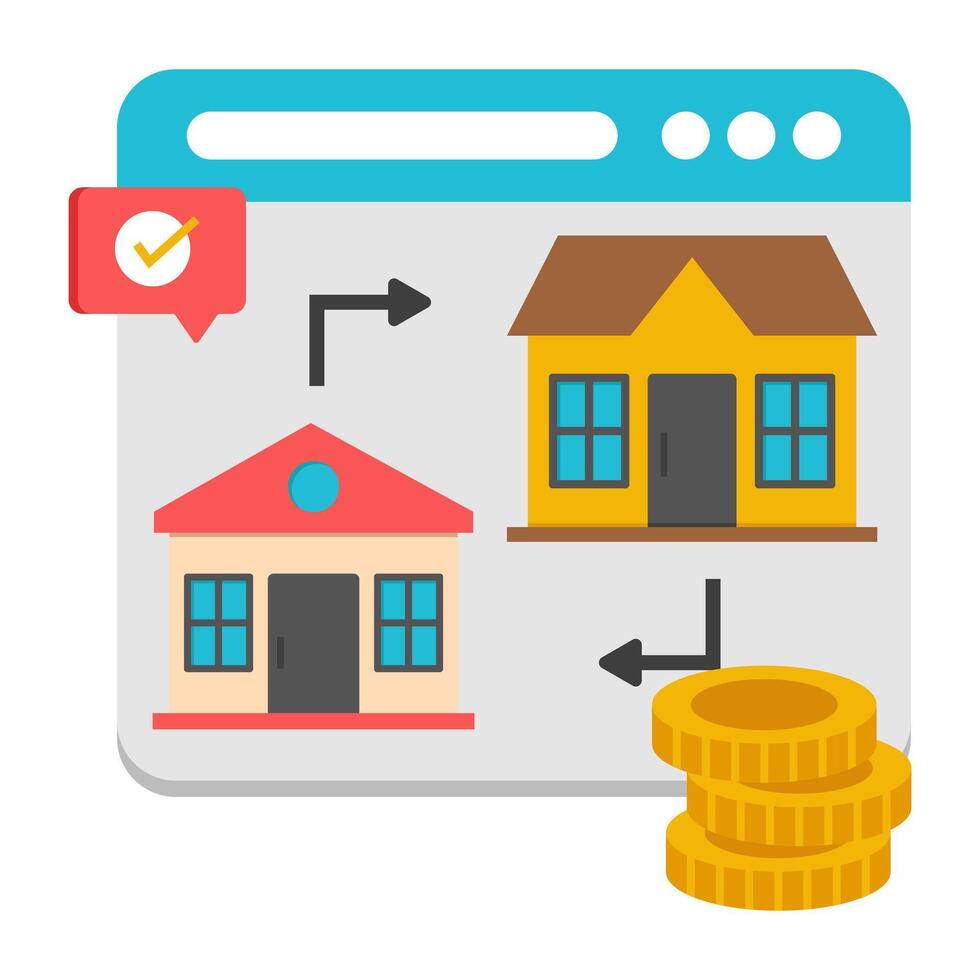 A flat design icon of home exchange vector