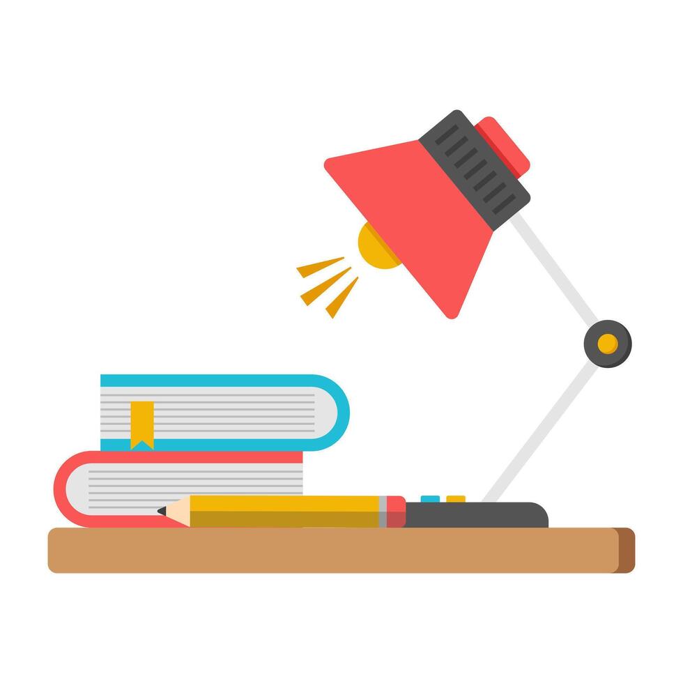A flat design icon of study table vector