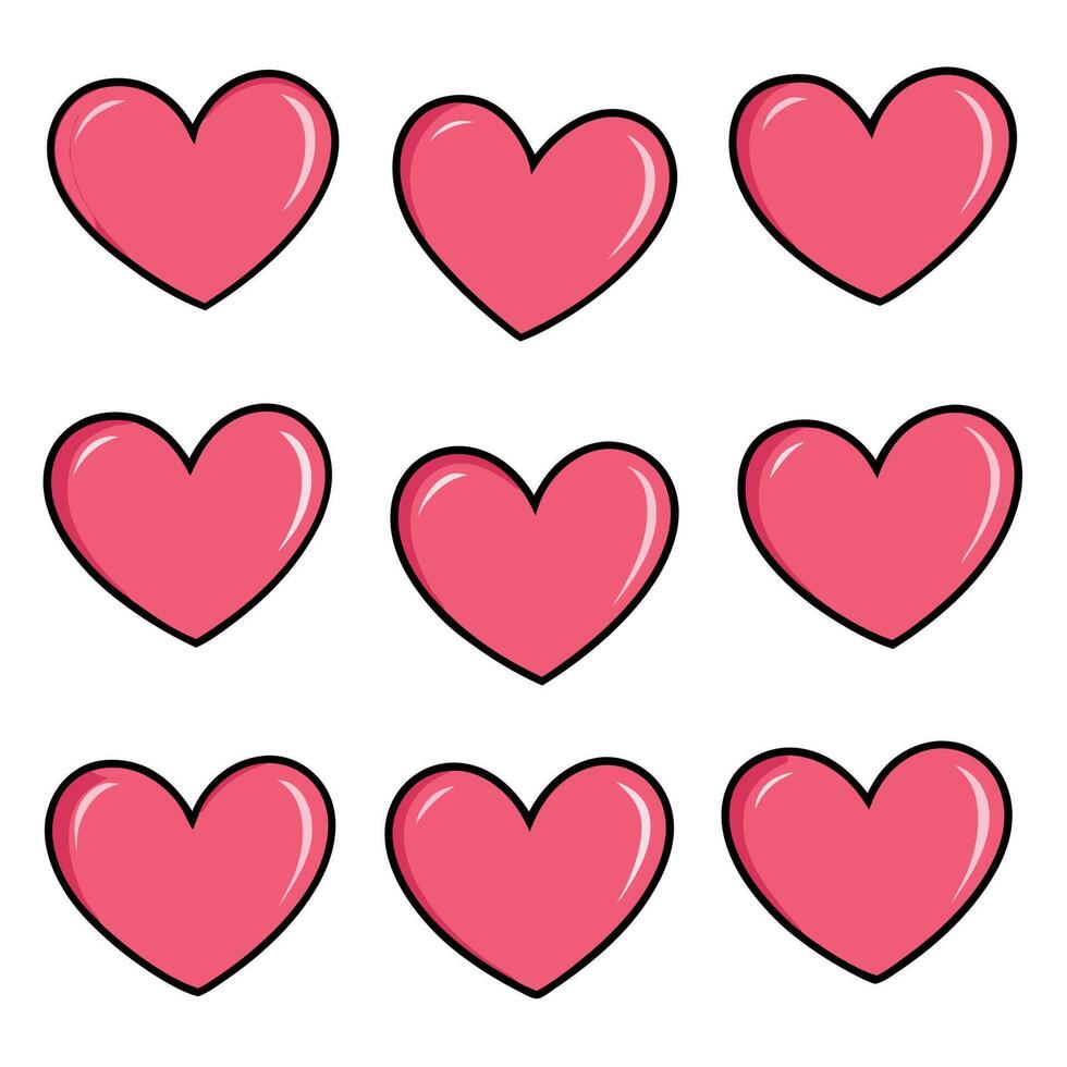 pink heart set with white background vector