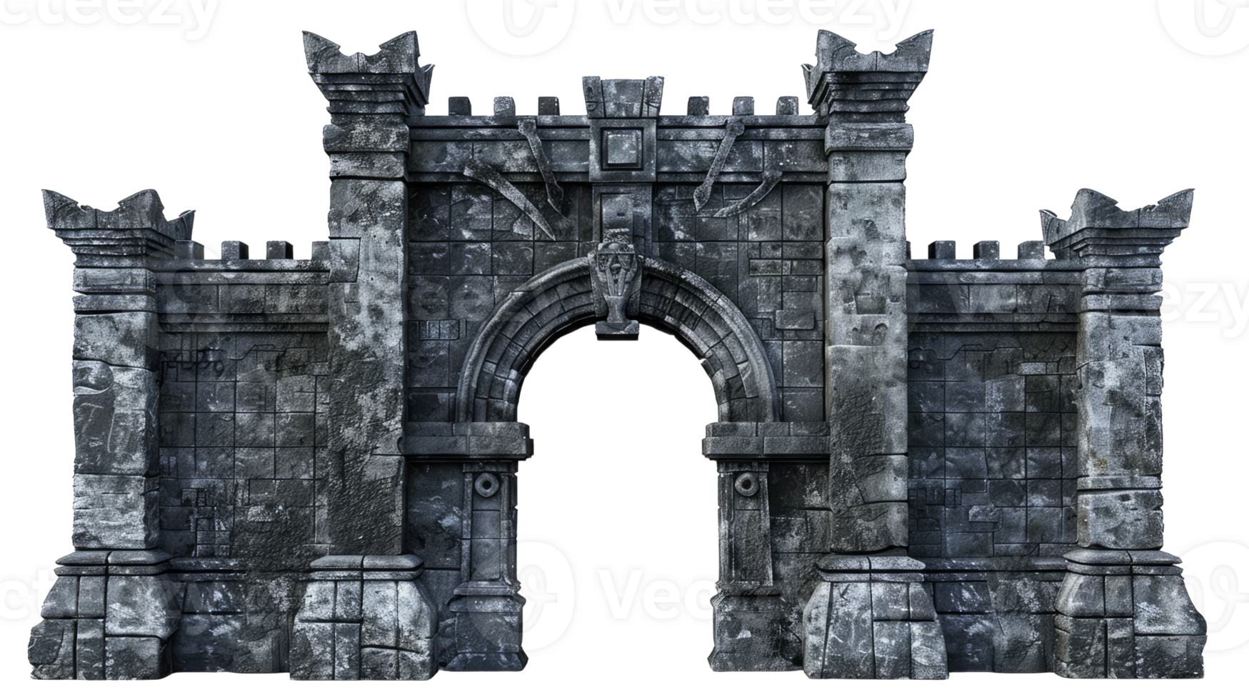 A large stone gate with a large arch png