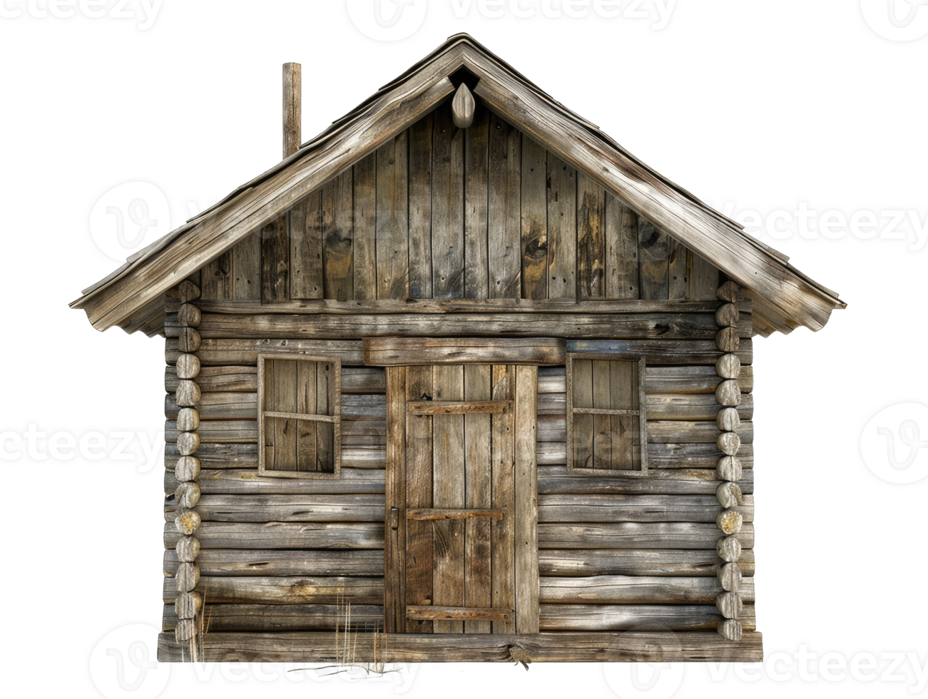 An old wooden house with a door and windows png