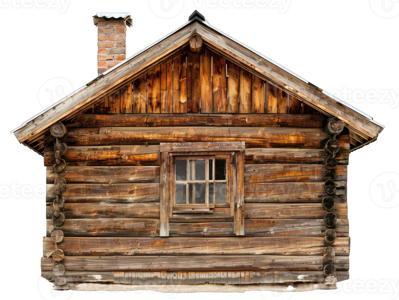 An old wooden house with a chimney png