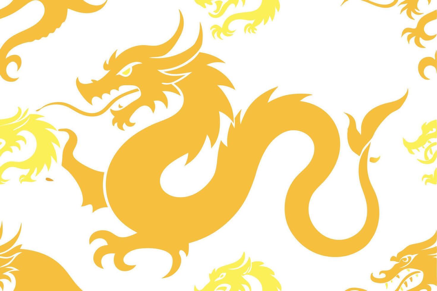 A yellow dragon pattern on a white background vector