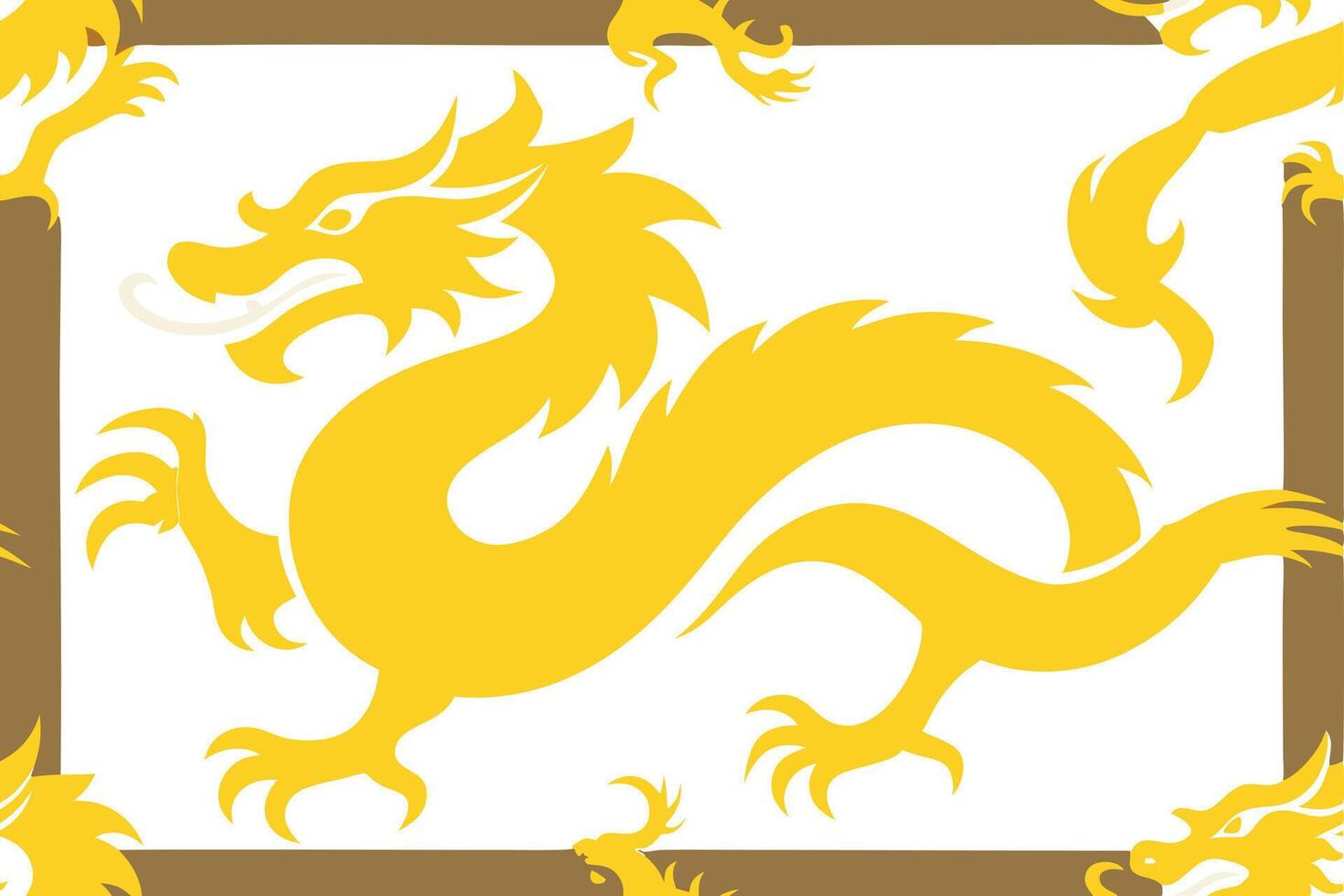 A yellow dragon in a square pattern on a white background vector