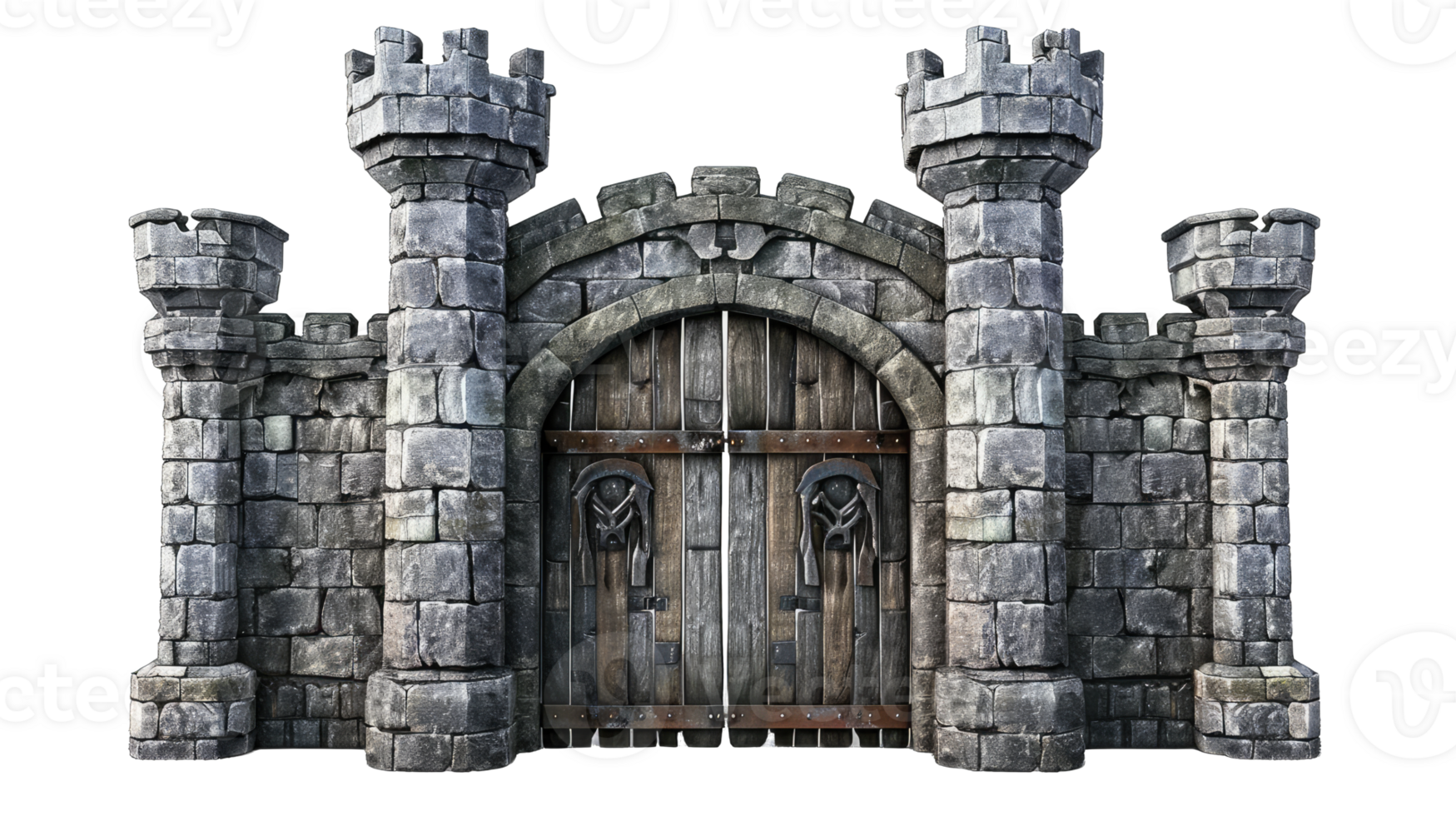 An old castle gate with a wooden door png