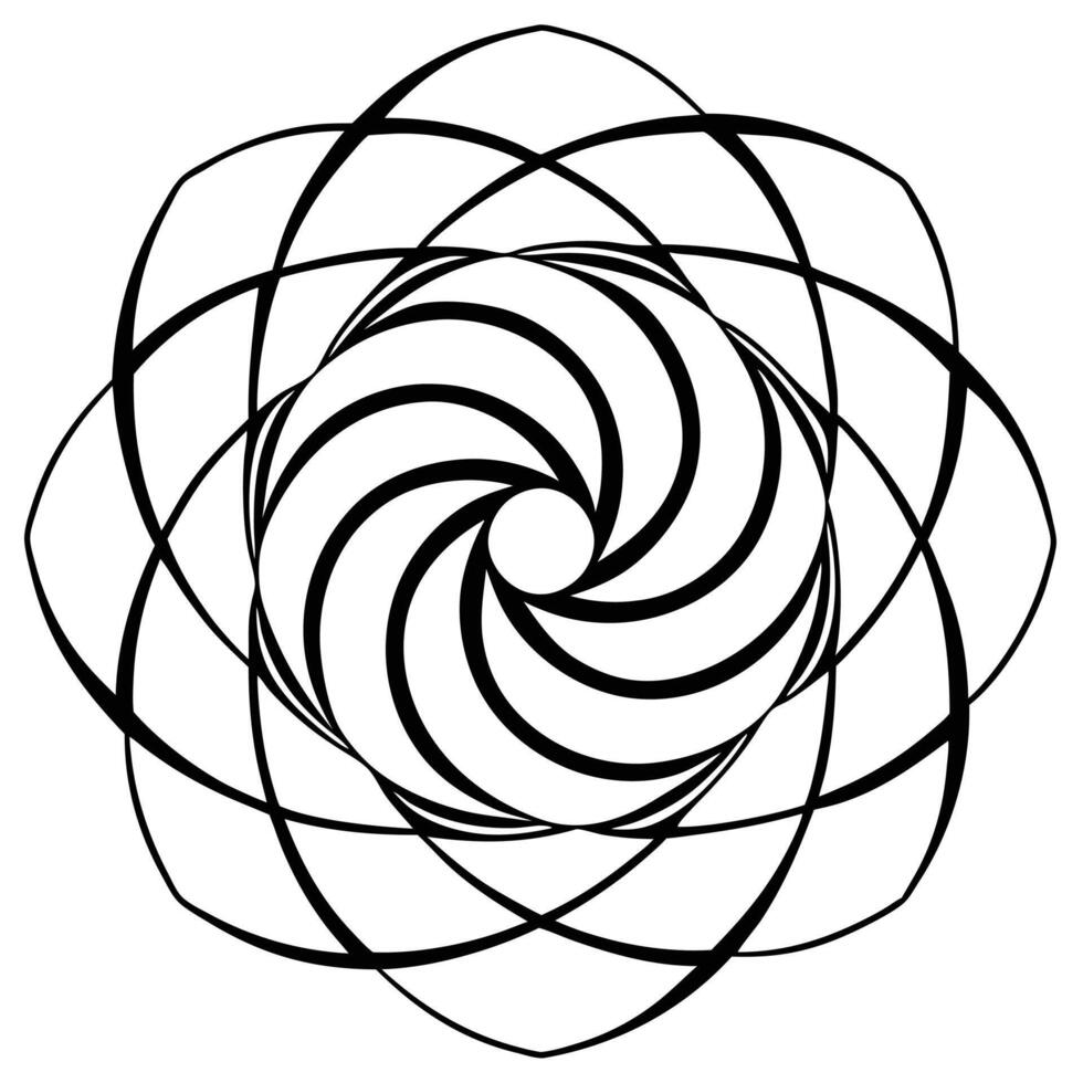 A black and white drawing of a spiral vector